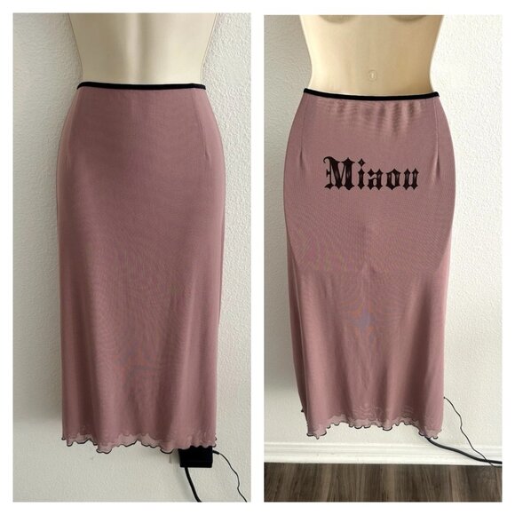 Miaou 2XL NWOT Moni Mesh Stretch‎ Midi Skirt Logo on Butt Plus Size XXL Y2K - Picture 1 of 13